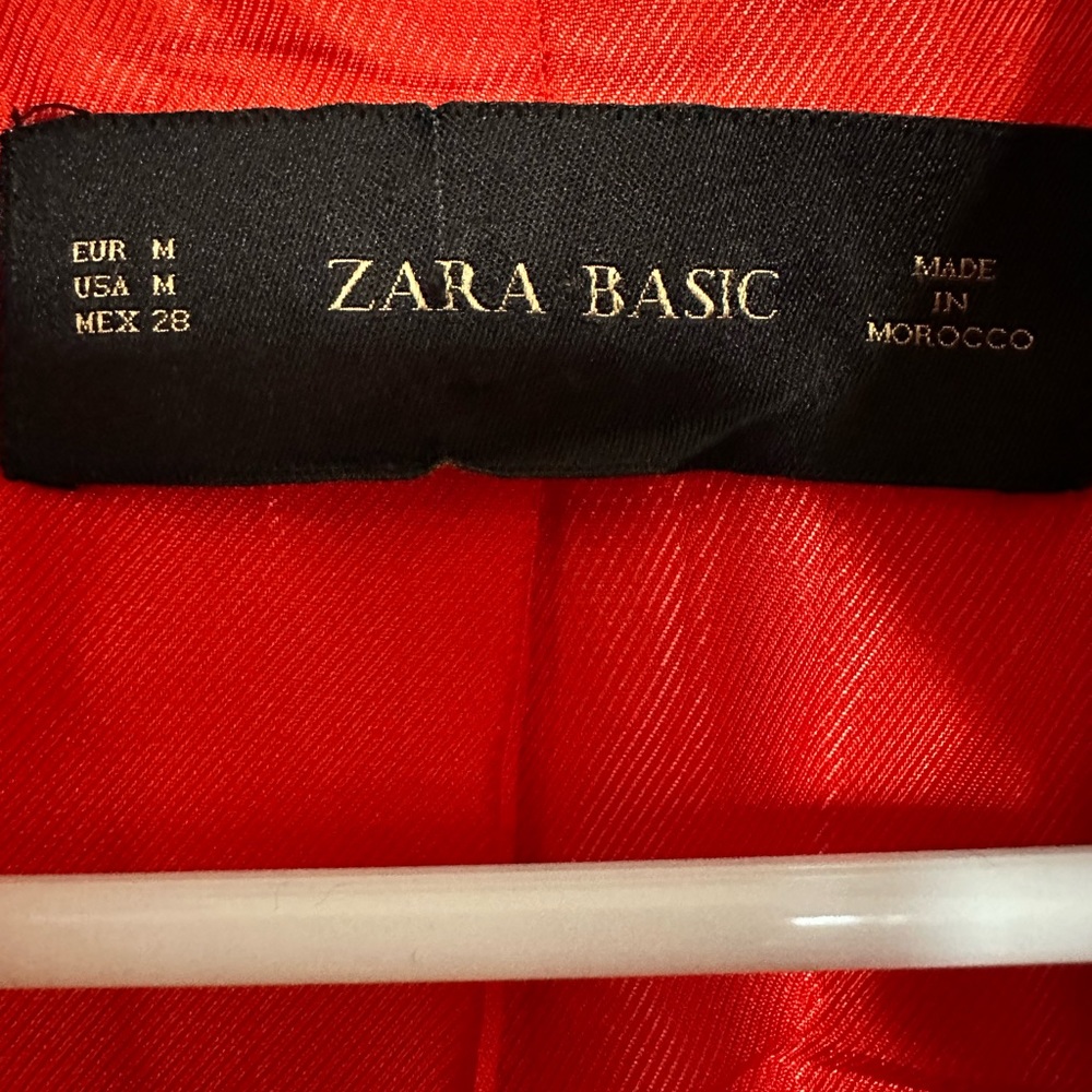 Zara Basic Coral Orange Short Structured Blazer - image 3